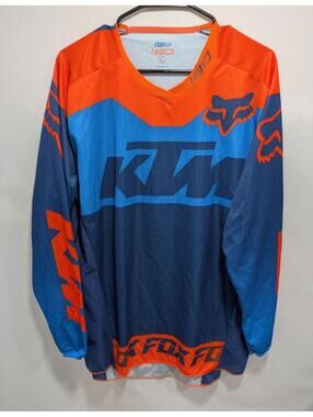 Mens Fox Racing 180 KTM Blue Fluorescent Orange Nitro Long Sleeve Jersey Size L